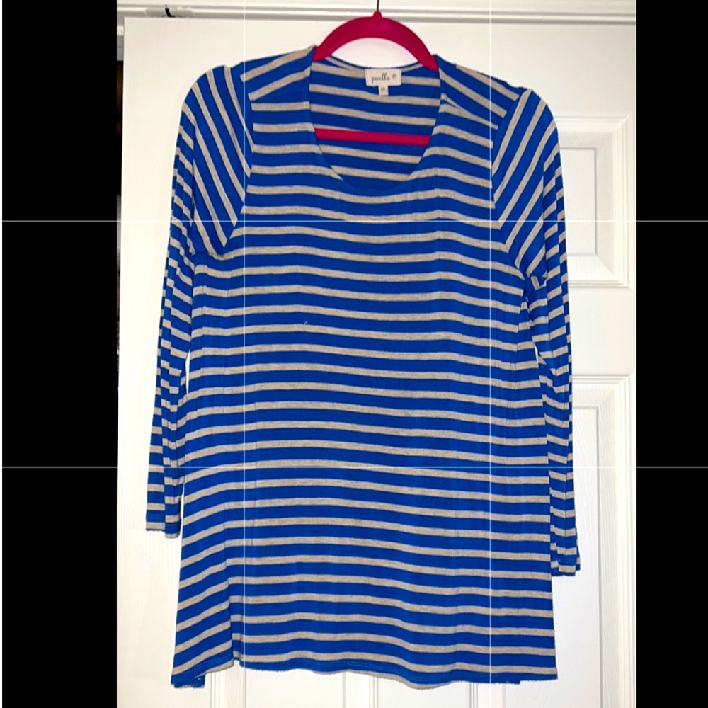 Blue and Grey Striped Flow Shirt